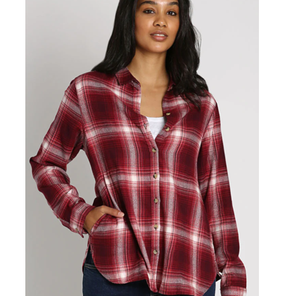 Ladies Long sleeve shirt in Rayon blend flannel